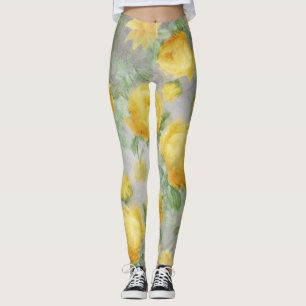 Leggings Aquarelle Vintage jaune et gris