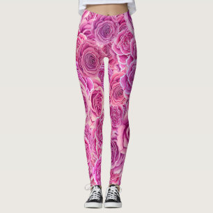 Leggings Aquarelle violet rose Rose motif floral