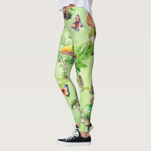 Leggings Aquarelle Whimsical Mushroom Garden