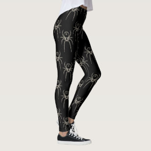 Leggings Araignée - Noir de chauve-souris et Blanc d'os