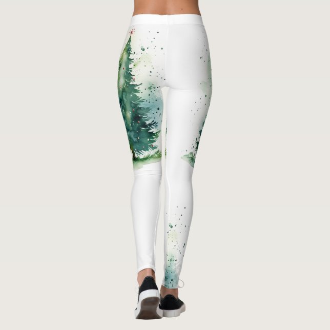Leggings Arbre de Noël aquarelle design (Dos)