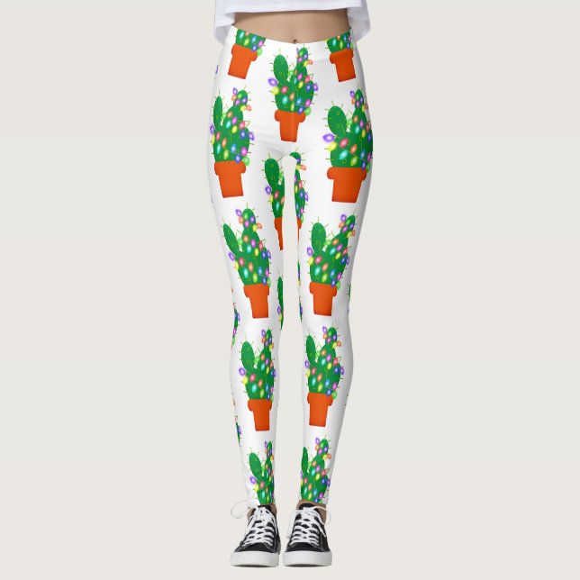 Leggings arbre de Noël de cactus (Devant)