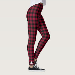 Leggings Arbre de Noël Platiné Rouge