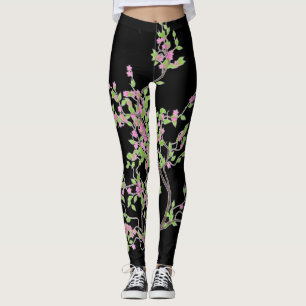 Leggings Arbre de ressort avec des fleurs