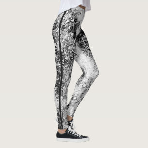 Leggings Arbre De Vie - Spirales Feuille Grunge Style 1