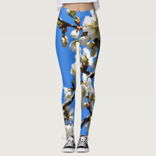 Leggings Arbre élégant à fleurs blanches de printemps