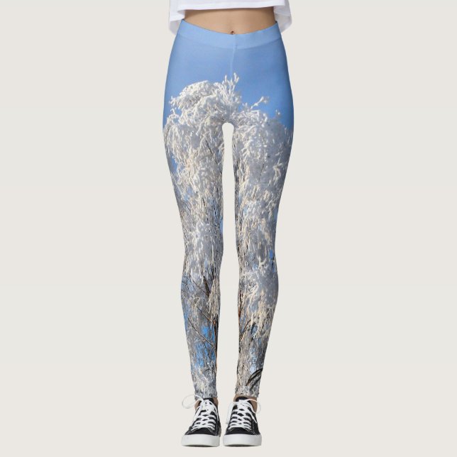 Leggings Arbre et Branche de givre hivernal classique conçu (Devant)