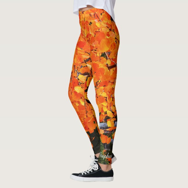 Leggings Arbre orange avec nom personnalisé (Gauche)