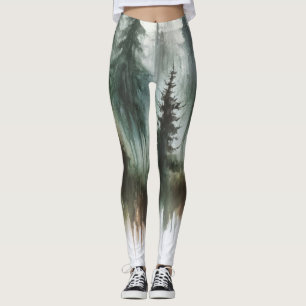 Leggings Arbres à l'aquarelle Rustique Wilderness 
