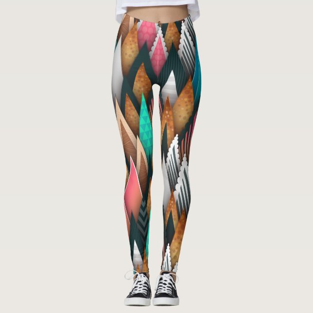 Leggings Arbres colorés asymétriques (Devant)