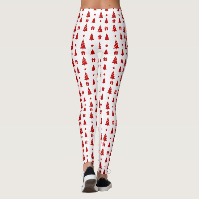 Leggings Arbres de Noël avec boîte cadeau Motif long (Dos)