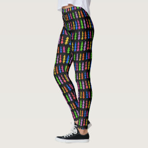 Leggings Arbres de Noël colorés en noir