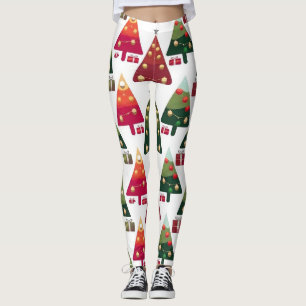 Leggings Arbres de Noël colorés Motif sans couture