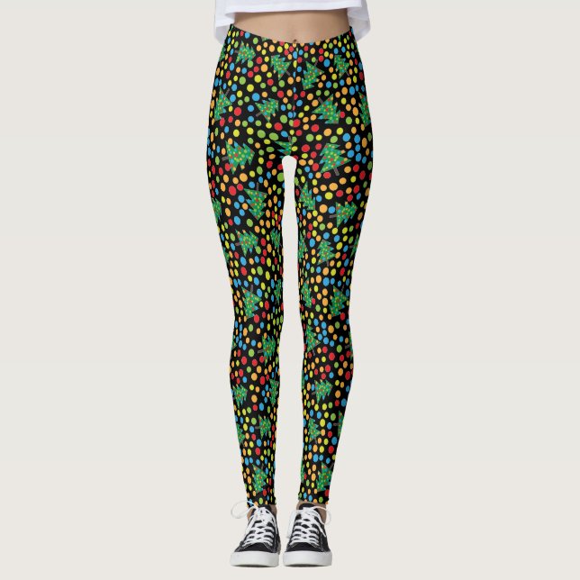 Leggings Arbres de Noël et guêtres géniaux de pois (Devant)