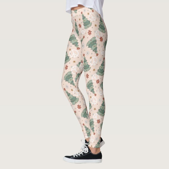 Leggings Arbres de Noël et signes de paix Motif (Gauche)