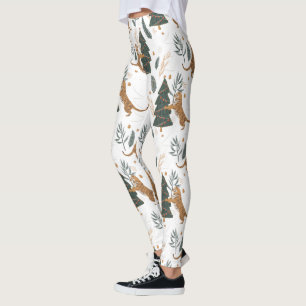 Leggings Arbres de Noël & tigres motif