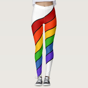 Leggings Arc-en-ciel blanc rayé