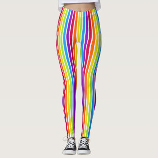 Leggings Arc-en-ciel en bandes verticales brillantes