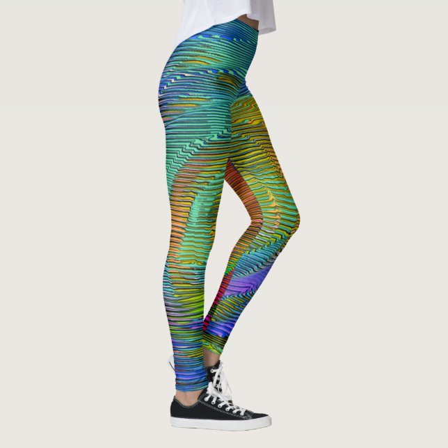 Leggings Arc-en-ciel en spirale et bandes désordonnées (Droite)