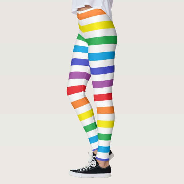Leggings Arc-en-ciel et rayures blanches (Gauche)