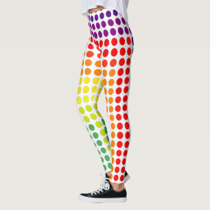 Leggings Arc-en-ciel festif de couleur Grands Pois sur BLAN
