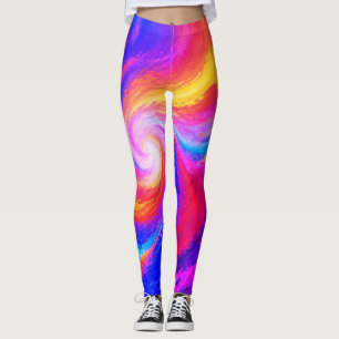 Leggings Arc-en-ciel Tourbillonnant de Couleurs Sur Ajusté