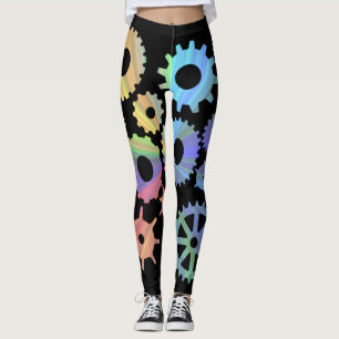 Leggings Arc-en-ciel vapeur métal engrenages art