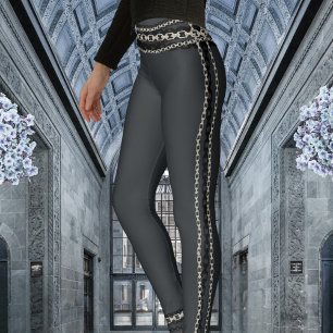 Leggings Argent et chaîne noire Gris de charbon de bois