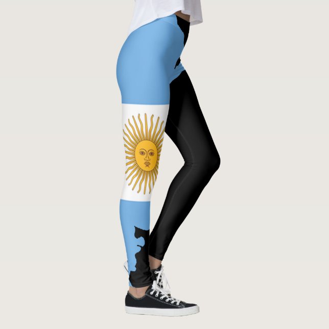 Leggings Argentine Drapeau Blanc Lettres Sur Noir  (Droite)