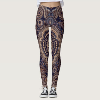 Leggings Aria Grace Indigo Marigold Paisley Tapestry
