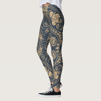 Leggings Aria Grace Indigo Tulip Paisley Folk Heritage