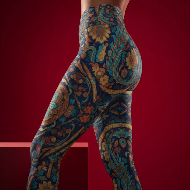 Leggings Aria Grace Majestic Indigo Paisley Boho (Pose 10 – Crossed Leg )