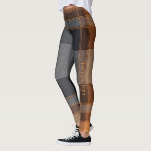 Leggings Aria Grace Urbaine Cuivre Grille Carreaux Motif Vo
