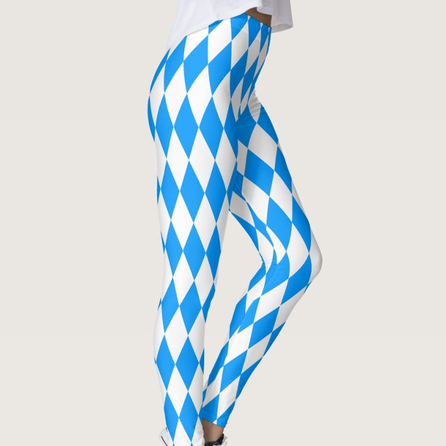 Leggings Arlequin bleu blanc Diamants Checkers Design (Créateur téléchargé)