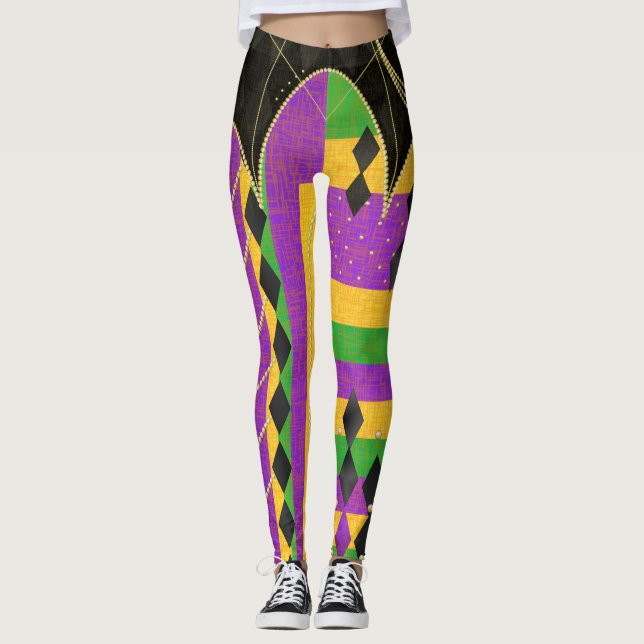 Leggings Arlequin coloré Mardi Gras Jacquard couleur bande (Devant)