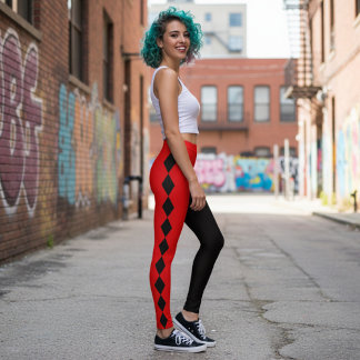 Leggings Arlequin diamant rouge et noir