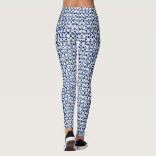 Leggings Armure géométrique de textile bleu de contrôle