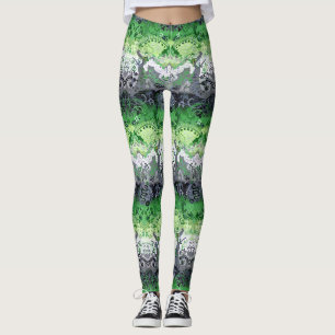 Leggings Aromantic Dragon Damask - Aro Pride Drapeau Couleu