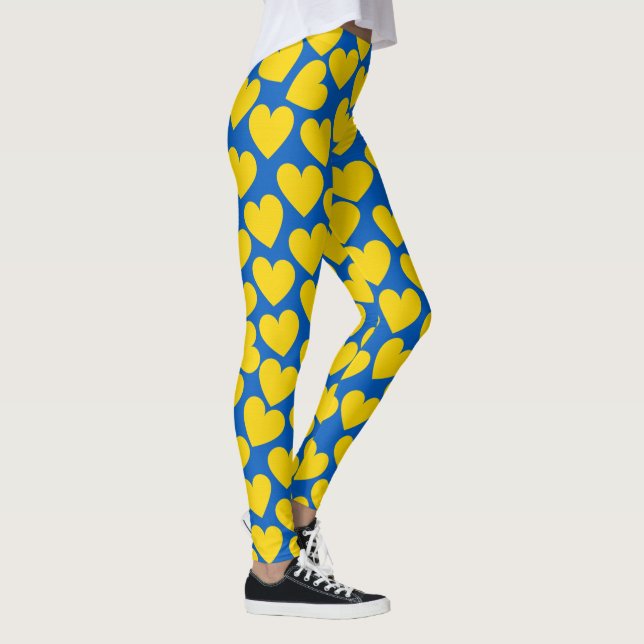 Leggings Arrière - plan de coeur bleu jaune (Droite)