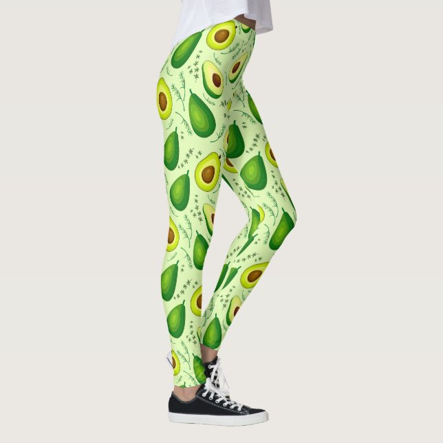 Leggings Arrière - plan de fruits frais Avocado Motif (Droite)