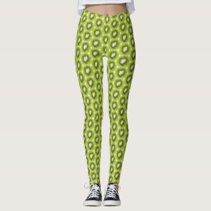 Leggings Arrière - plan de kiwi frais. Motif de tranches r