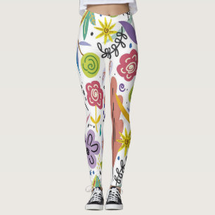 Leggings Arrière - plan de ressort de fleurs multicolores