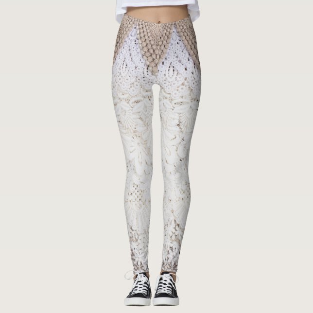 Leggings Arrière - plan de texture dentelle délicate (Devant)