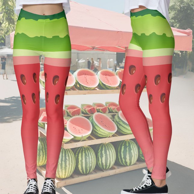 Leggings Arrière - plan de tranche de pastèque (Créateur téléchargé)