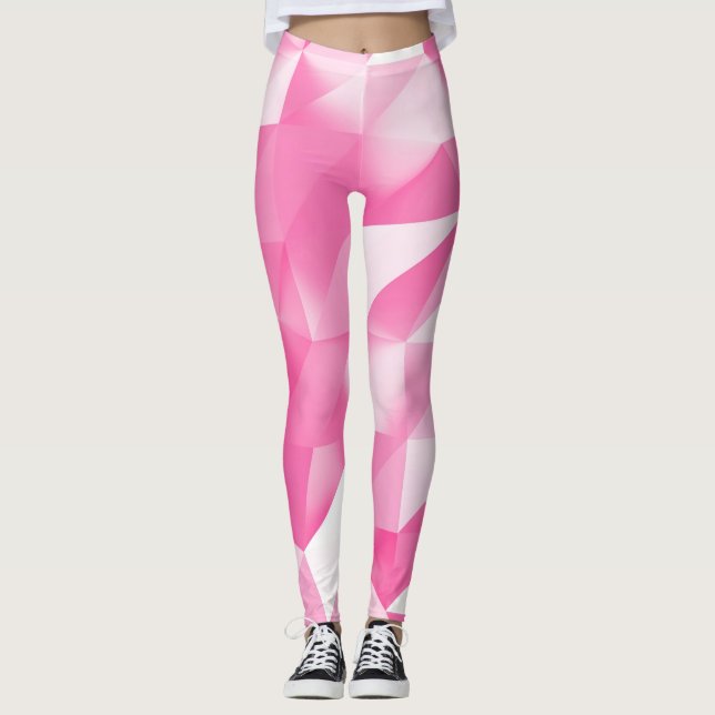 Leggings Arrière - plan en polygone rose : rendu 3D abstrai (Devant)