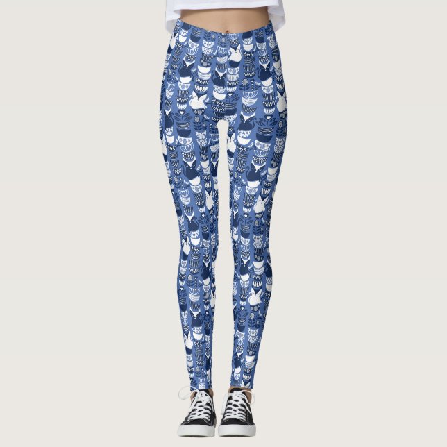 Leggings Arrière - plan folklorique suédois de bleu (Devant)