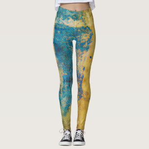Leggings Arrière - plan Grunge Blue and Gold Texture