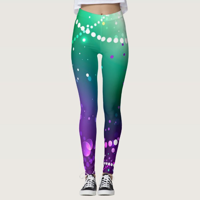 Leggings Arrière - plan mardi Gras Festive violet (Devant)