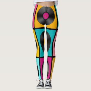Leggings Arrière - plan rétro vintage Vinyl Records