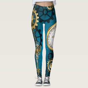 Leggings Arrière - plan turquoise à vapeur avec Gears